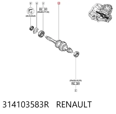 Eje primario de la caja de cambios RENAULT 314103583R
