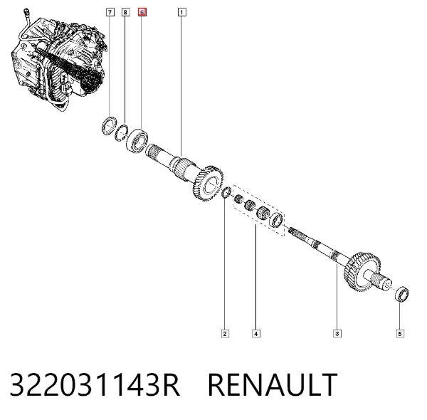 Cojinete, caja de cambios 322031143R Renault (RVI)