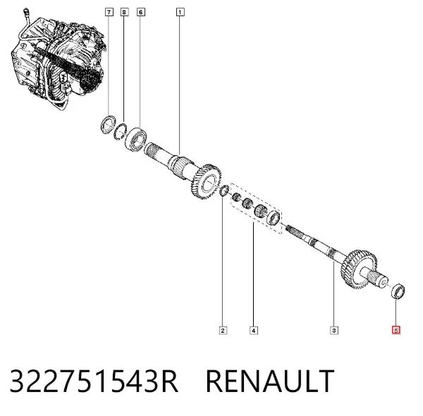 Cojinete del eje secundario de la caja de cambios 322751543R Renault (RVI)