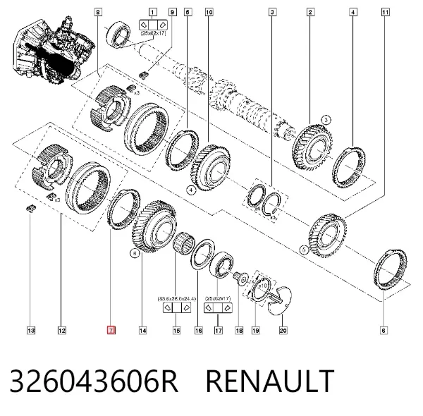 Anillo sincronizador 326043606R Renault (RVI)