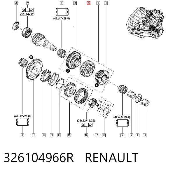 Sincronizador de 3ª y 4ª marcha 326104966R Renault (RVI)