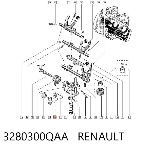 Buje de eje de horquilla de embrague 3280300QAA Renault (RVI)