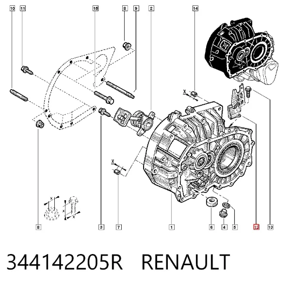 Soporte de fijación del cable de la caja de cambios 344142205R Renault (RVI)