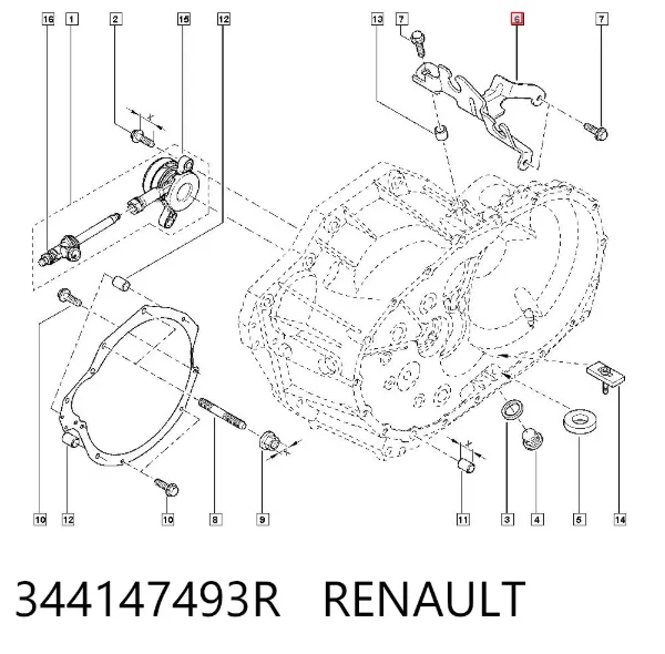 Soporte de la palanca selectora de la caja de cambios 344147493R Renault (RVI)