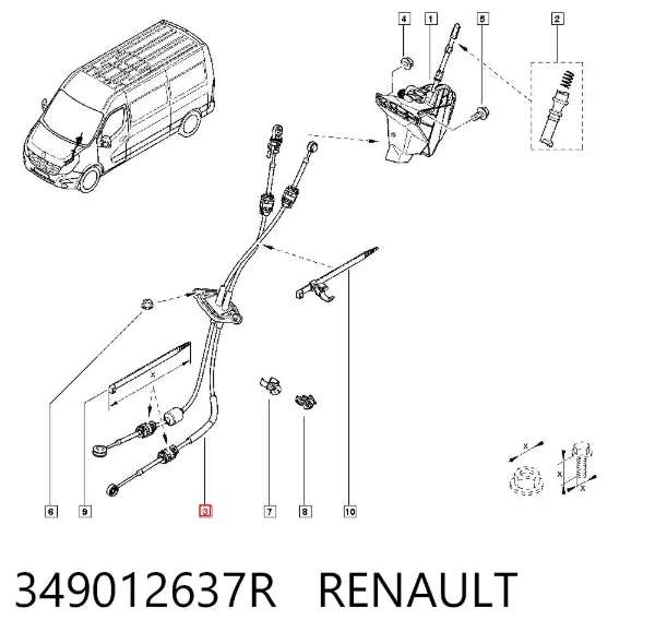 Palanca de cambios 349012637R Renault (RVI)