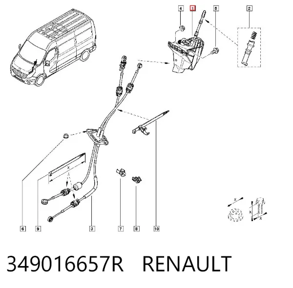 Palanca de cambios 349016657R Renault (RVI)