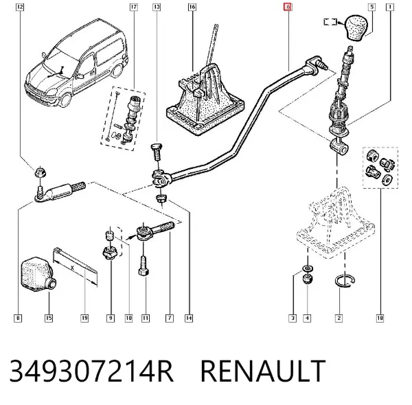 Varilla selectora de la transmisión 349307214R Renault (RVI)