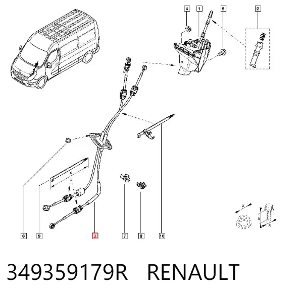 Cables de caja de cambios 349359179R Renault (RVI)