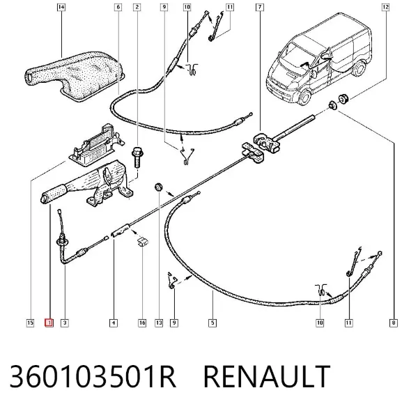 Palanca de freno de mano 360103501R Renault (RVI)