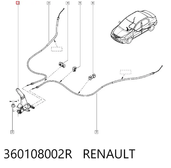 Palanca de freno de mano 360108002R Renault (RVI)