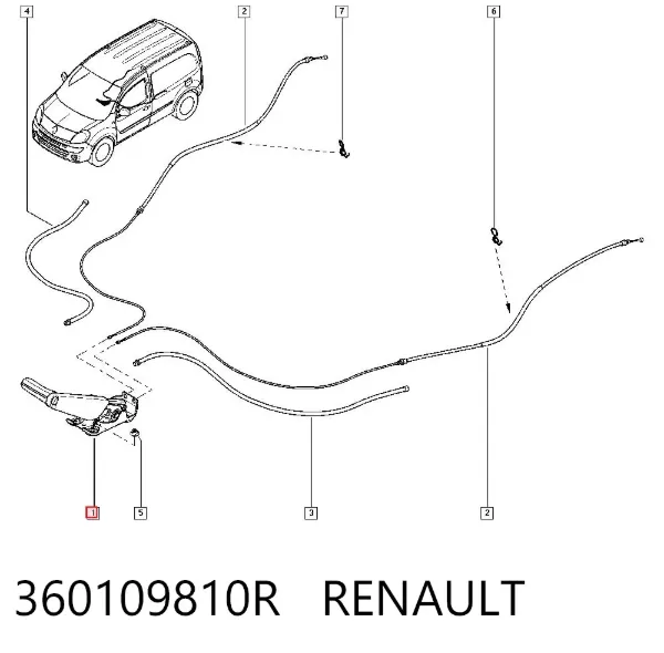 Palanca de freno de mano 360109810R Renault (RVI)