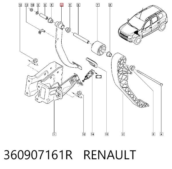 Pedal de freno 360907161R Renault (RVI)