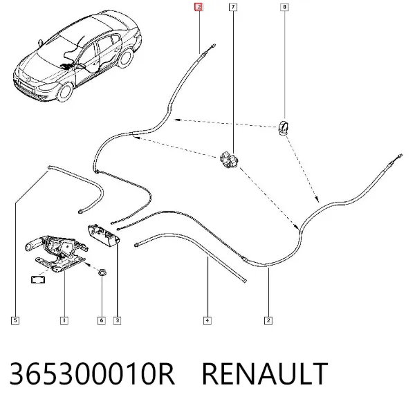Cable de freno de mano trasero derecho/izquierdo 365300010R Renault (RVI)