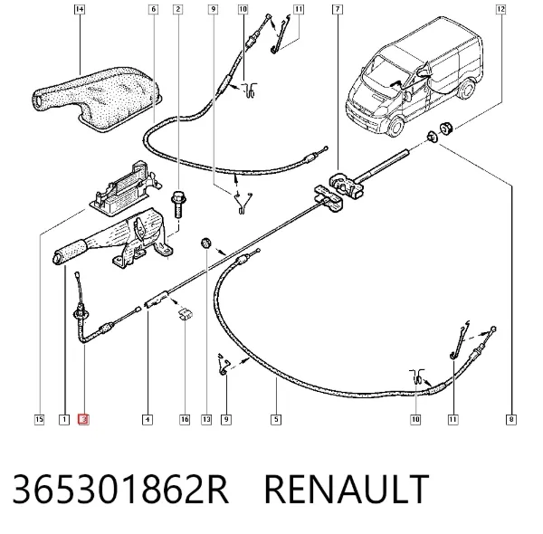 Cable de freno de estacionamiento delantero 365301862R Renault (RVI)