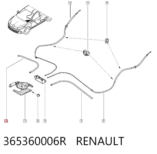 Guía del cable del freno de mano 365360006R Renault (RVI)