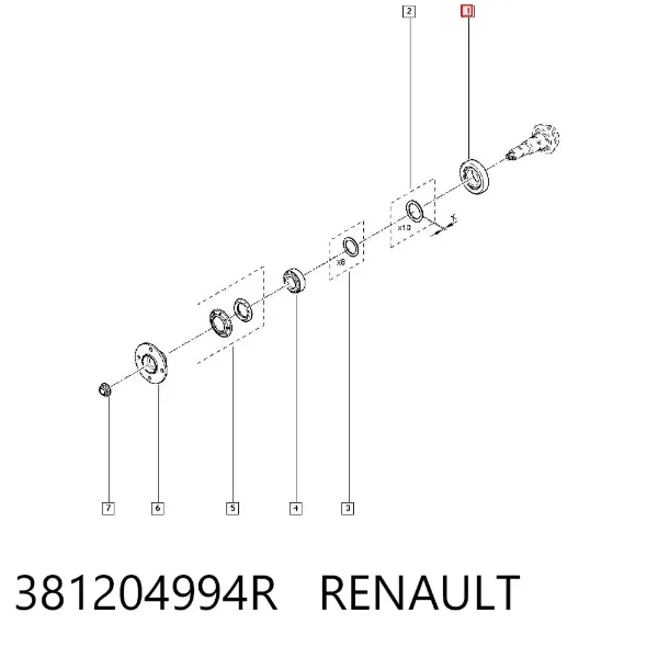 Cojinete del diferencial del eje trasero 381204994R Renault (RVI)