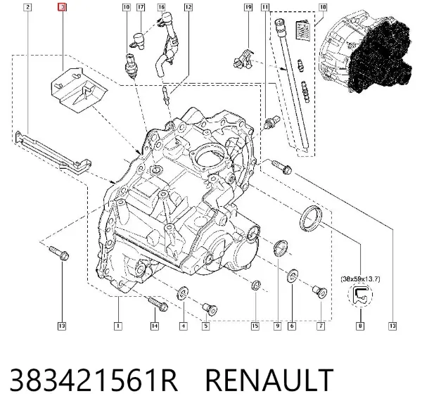 Retén del semieje delantero izquierdo 383421561R Renault (RVI)