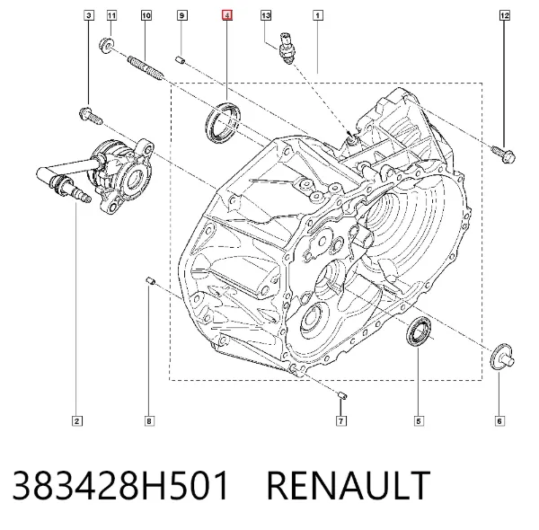 Retén del semieje delantero derecho 383428H501 Renault (RVI)