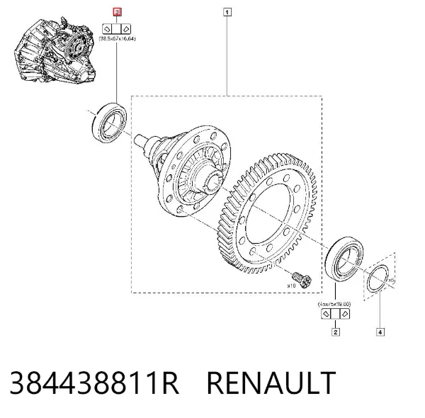Rodamiento caja de cambios 384438811R Renault (RVI)