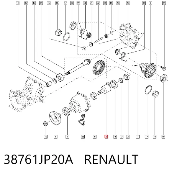 Retén del piñón del diferencial trasero 38761JP20A Renault (RVI)