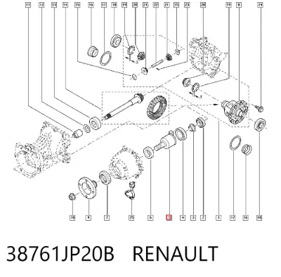 Retén del piñón del diferencial trasero RENAULT 38761JP20B