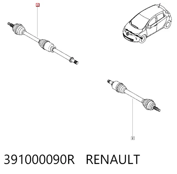 Semieje delantero derecho 391000090R Renault (RVI)