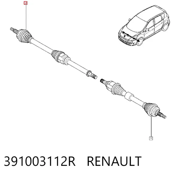 Semieje delantero derecho 391003112R Renault (RVI)