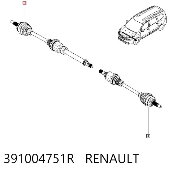 Semieje delantero derecho 391004751R Renault (RVI)