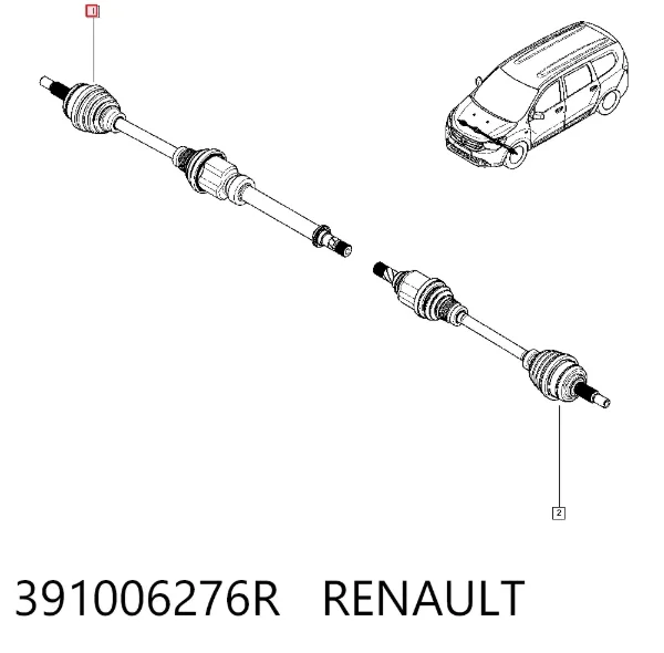 Semieje delantero derecho 391006276R Renault (RVI)