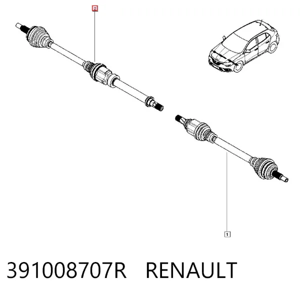Semieje delantero derecho 391008707R Renault (RVI)