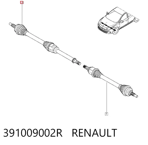 Semieje delantero derecho 391009002R Renault (RVI)