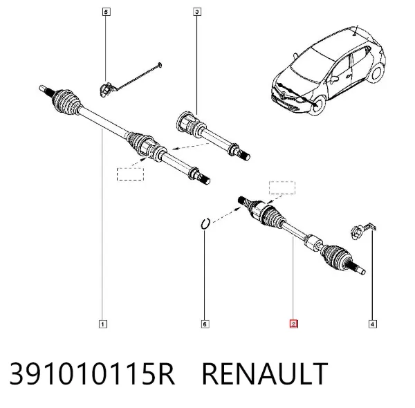 Semieje delantero izquierdo 391010115R Renault (RVI)