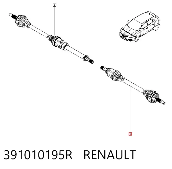 Semieje delantero izquierdo 391010195R Renault (RVI)