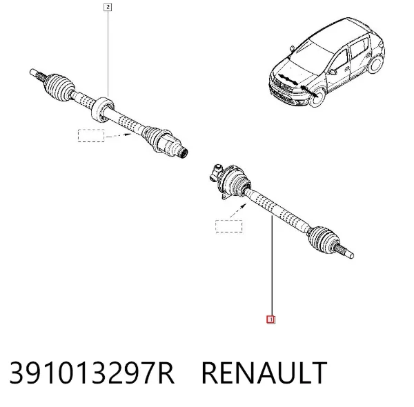 Semieje delantero izquierdo 391013297R Renault (RVI)