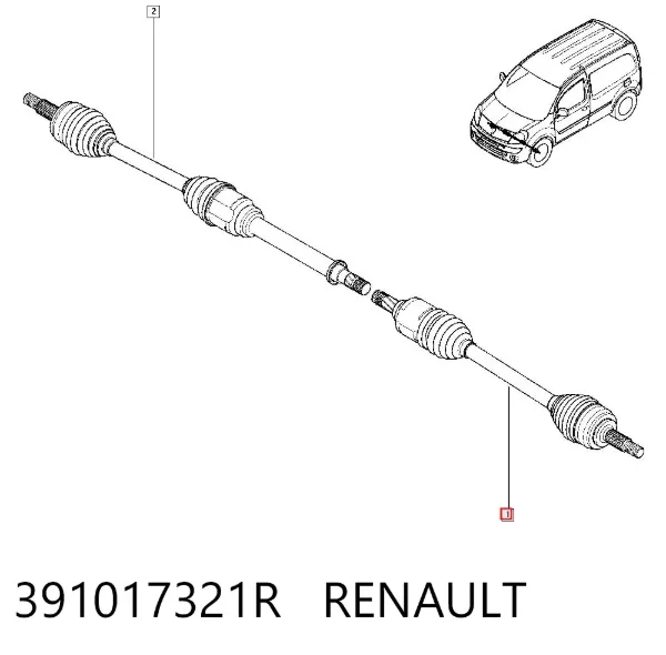 Semieje delantero izquierdo 391017321R Renault (RVI)