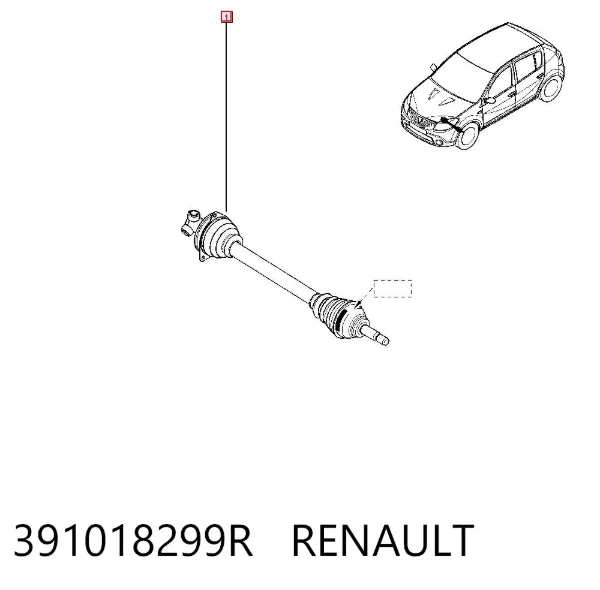 Semieje delantero izquierdo 391018299R Renault (RVI)