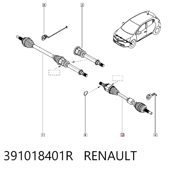 Semieje delantero izquierdo 391018401R Renault (RVI)