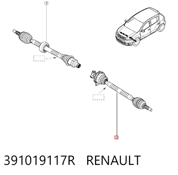 Semieje delantero izquierdo 391019117R Renault (RVI)