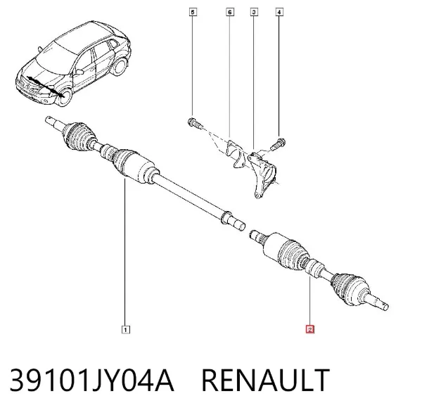 Semieje delantero izquierdo 39101JY04A Renault (RVI)