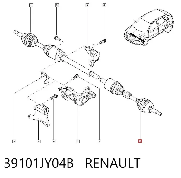Semieje delantero izquierdo 39101JY04B Renault (RVI)