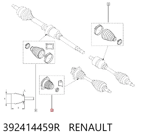 Fuelle, junta homocinética interna izquierda del semieje delantero 392414459R Renault (RVI)
