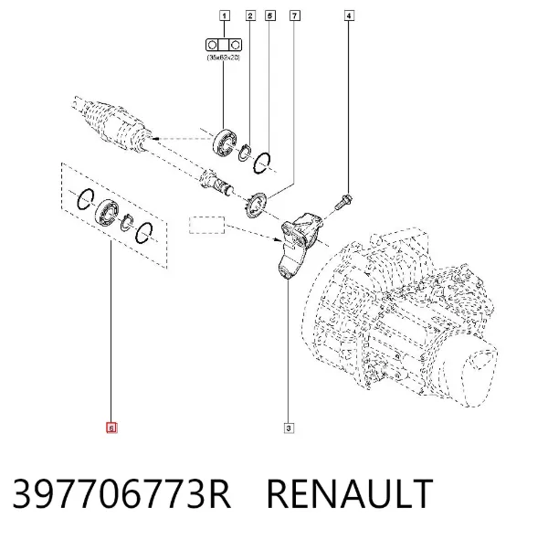 Soporte de rodamiento intermedio del semieje delantero 397706773R Renault (RVI)