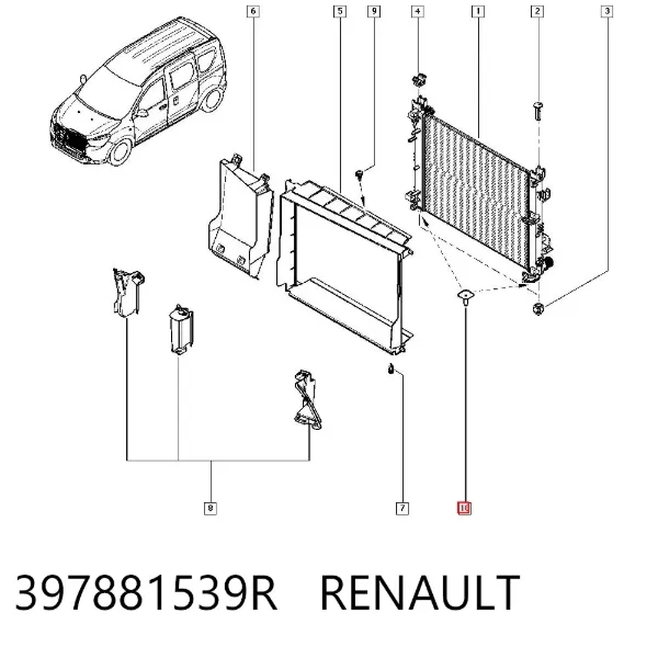 Soporte inferior del radiador 397881539R Renault (RVI)