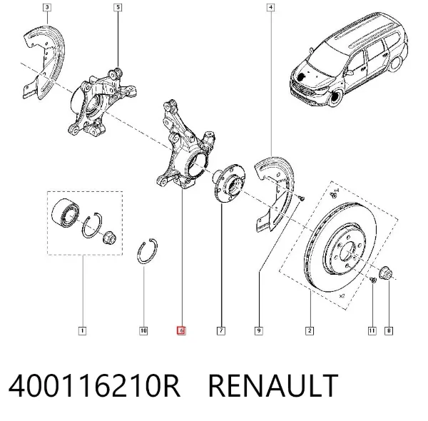 Mangueta delantera izquierda 400116210R Renault (RVI)