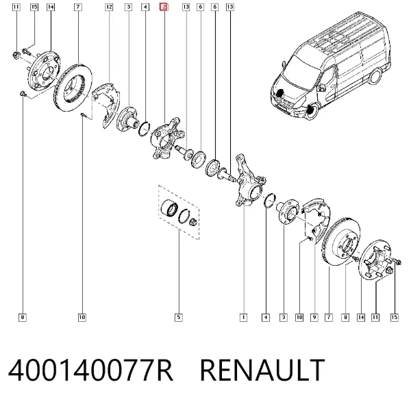 Mangueta delantera derecha 400140077R Renault (RVI)