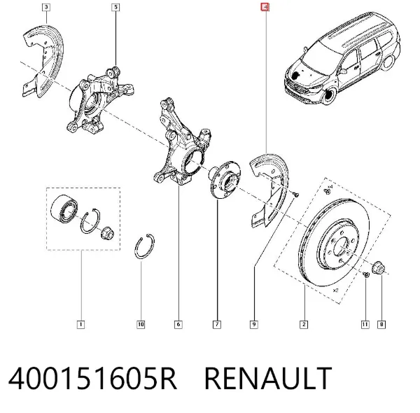 Protector del disco de freno delantero izquierdo 400151605R Renault (RVI)