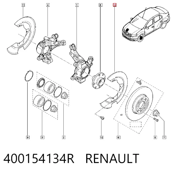 Protector del disco de freno delantero 400154134R Renault (RVI)