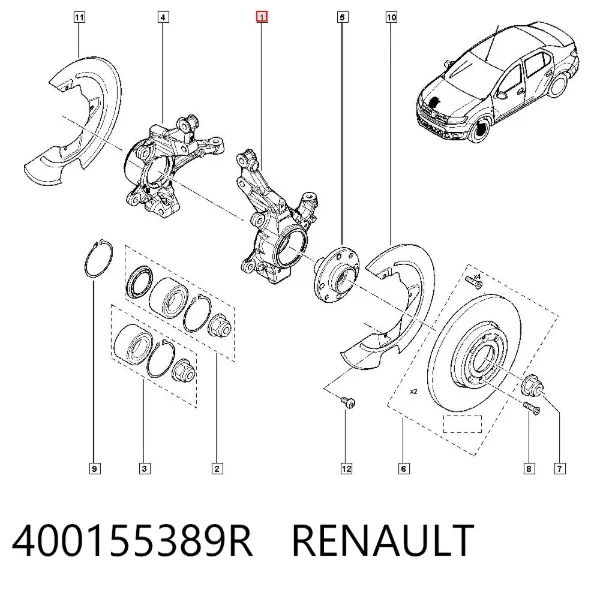 Mangueta delantera izquierda 400155389R Renault (RVI)