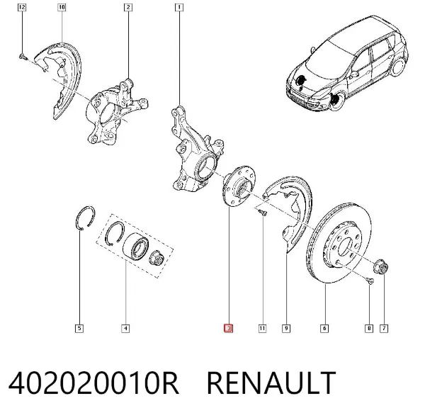 Buje de rueda delantero 402020010R Renault (RVI)