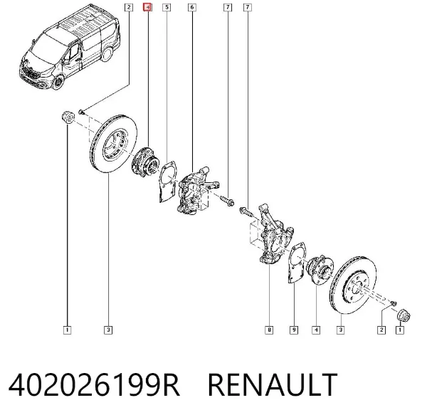 Buje de rueda delantero 402026199R Renault (RVI)